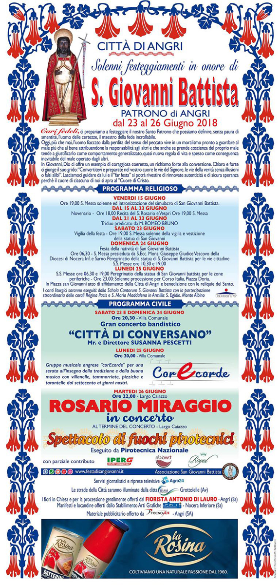 Il programma dei festeggiamenti