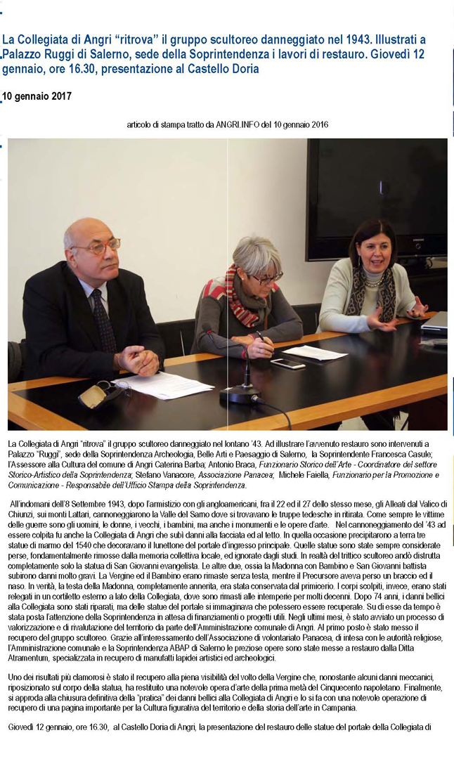 La conferenza stampa di presentazione del restauro presso la Soprintendenza di Salerno